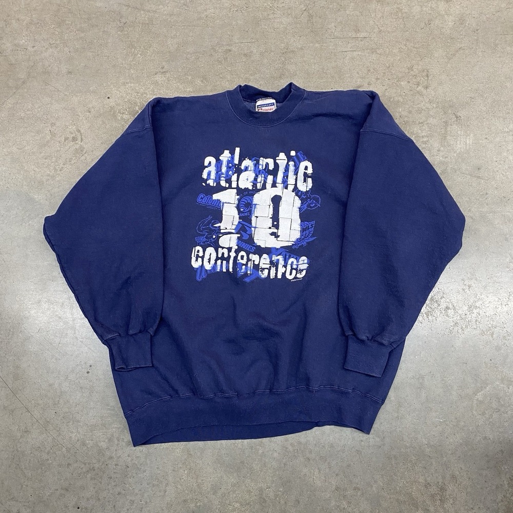 Vintage Hanes Atlantic 10 Conference Crewneck Sweatshirt‎ Blue Men's XL